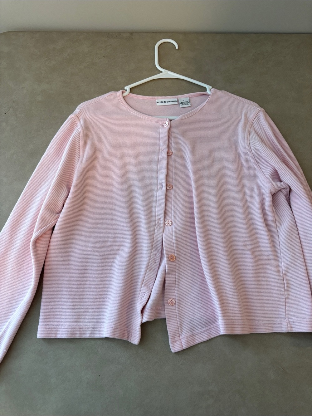 croft & barrow Light Pink Ribbed Button Cardigan